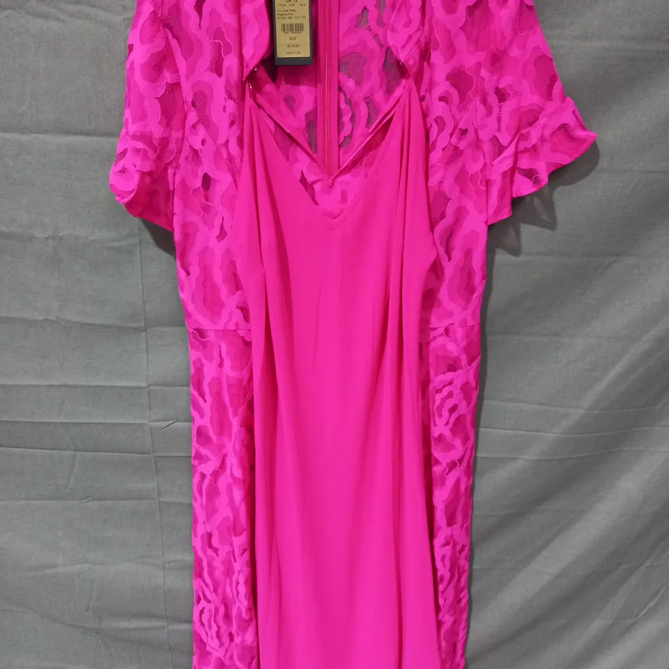 PHASE-EIGHT LULU LACE DRESS IN PINK - UK 12 