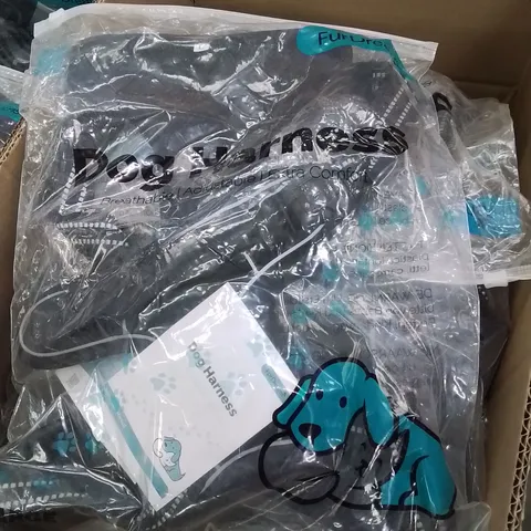 BOX CONTAINING LARGE AMOUNT OF DOG HARNESSES
