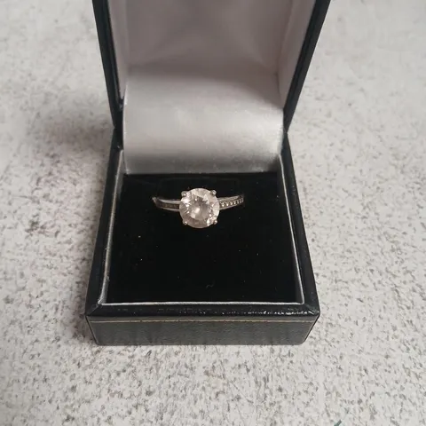DIAMONIQUE 2CT TW PLATINUM PLATED ICON SOLITAIRE RING STERLING SILVER 