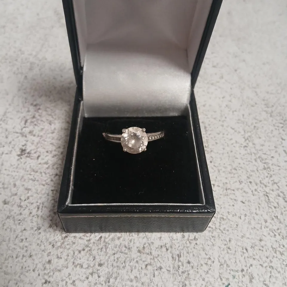 DIAMONIQUE 2CT TW PLATINUM PLATED ICON SOLITAIRE RING STERLING SILVER