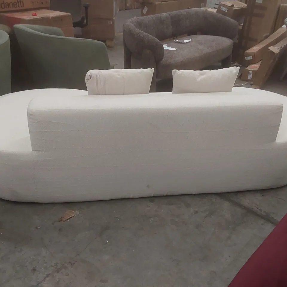 QUALITY DESIGNER FABRIC UPHOLSTERED CURVED SOFA
