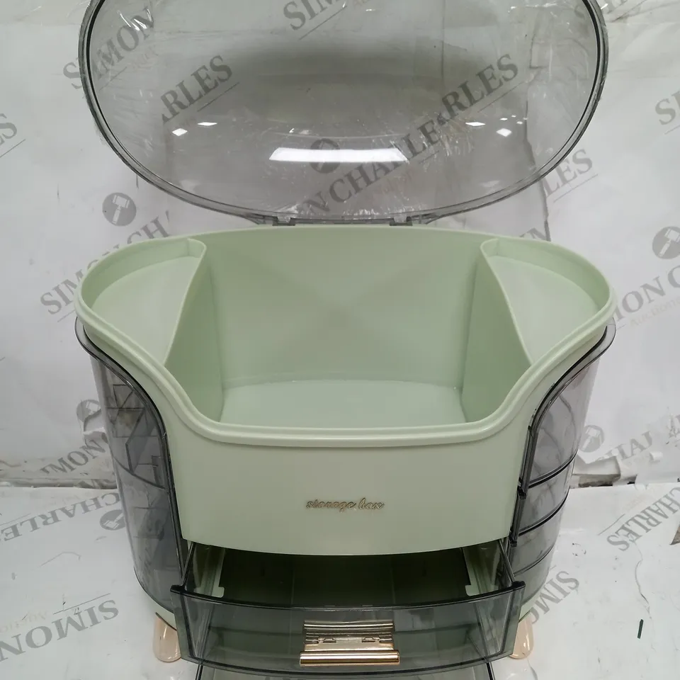 BOXED STORAGE BOX FOR IN GREEN AND STAINED PLASTIC 