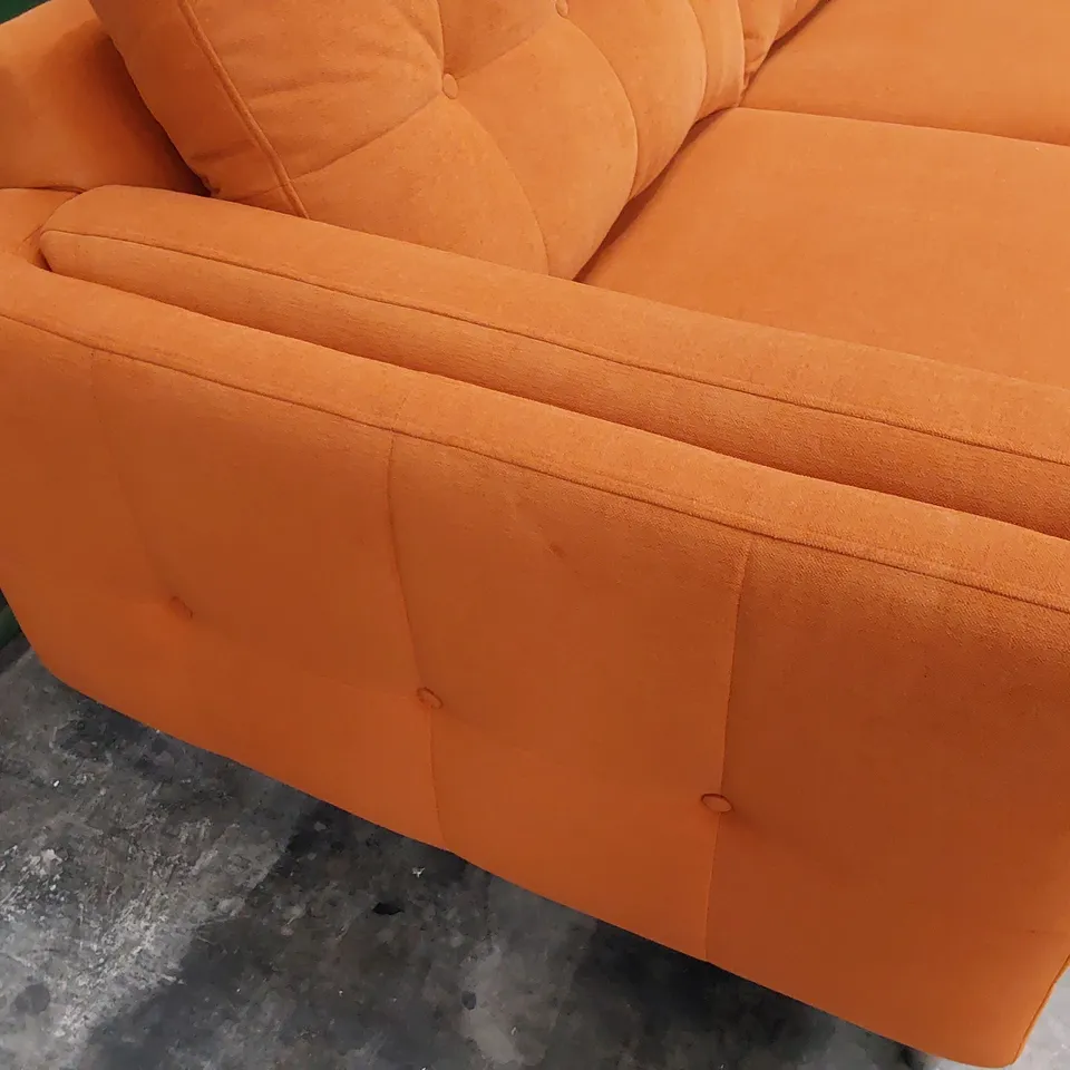 QUALITY BRITISH DESIGNER LOUNGE Co. THREE SEATER SOFA BURNT ORANGE PLUSH FABRIC 