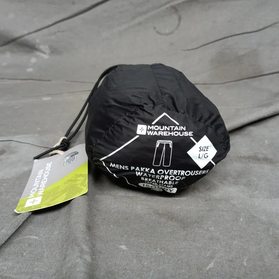 MOUNTAIN WAREHOUSE PAKKA OVERTROUSERS – MENS, WATERPROOF & BREATHABLE, SIZE L/G, BLACK