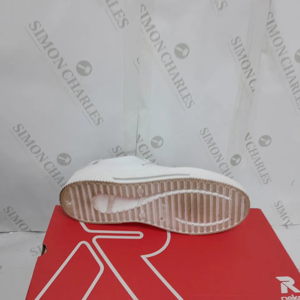 BOXED PAIR OF RIEKER WHITE TRAINER SIZE 6.5
