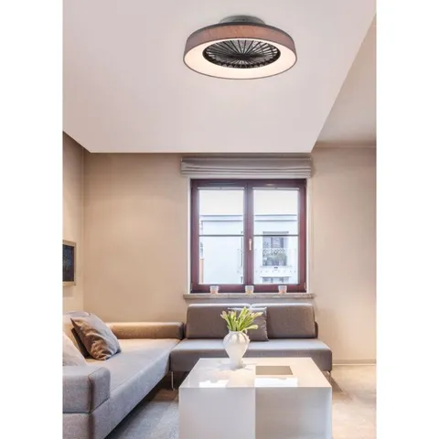 BOXED IVY BRONX ABBIE-LEA 70cm 7-BLADE LED DIMMABLE CEILING FAN WITH REMOTE CONTROL AND LIGHT KIT (1 BOX)