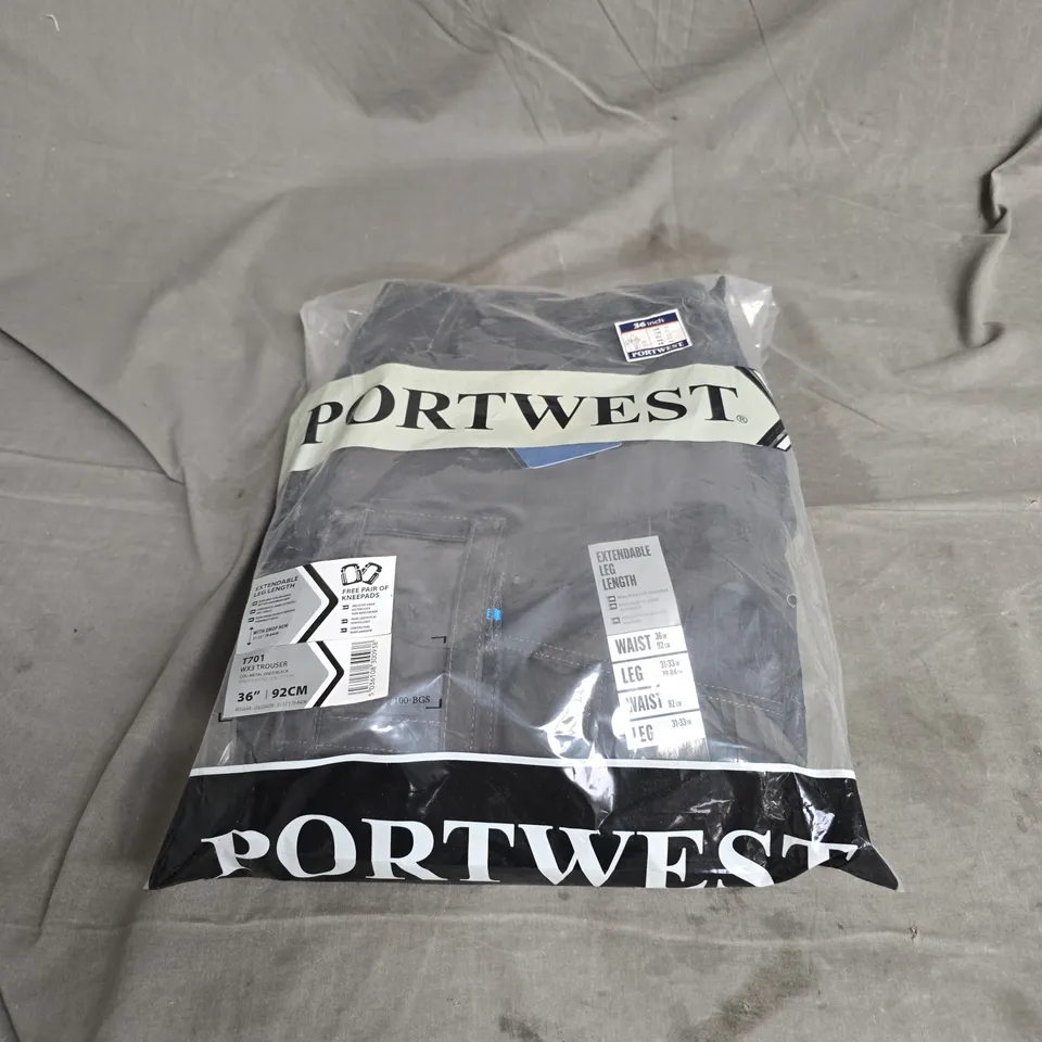 PORTWEST WX3 TROUSERS IN METAL GREY WITH KNEEPADS SIZE 36" REGULAR