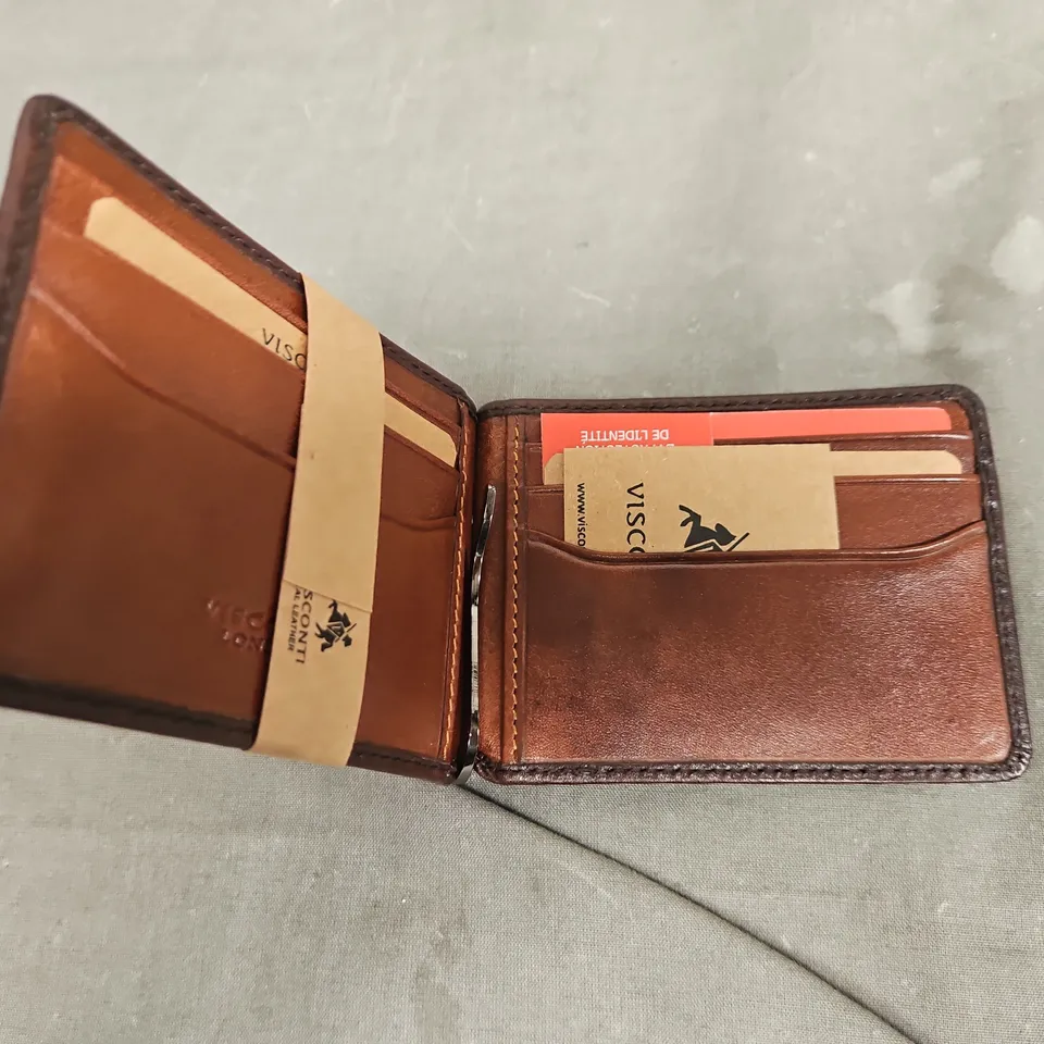 BOXED VISCONTI BUMISHED TAN MILES WALLET 