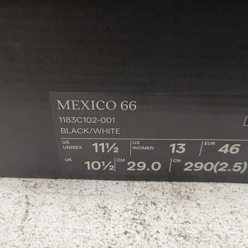 BOXED ONITSUKA TIGER MEXICO 66 SHOES – BLACK/WHITE, UK 10.5 (US 11.5) UNISEX