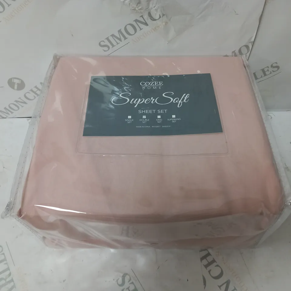 SUPERSOFT BY COZEE HOME FIITTED SHEETS IN ROSE SMOKE - DOUBLE 
