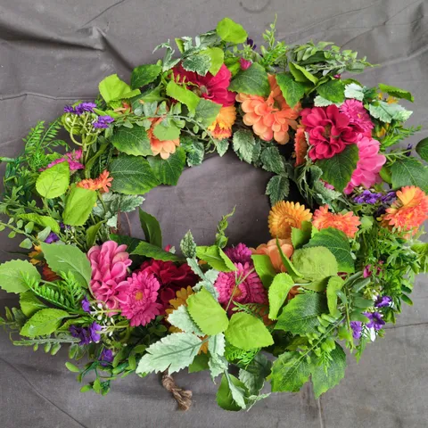 SCOTTISH EVERLASTINGS 60CM MULTI FLORAL WREATH  