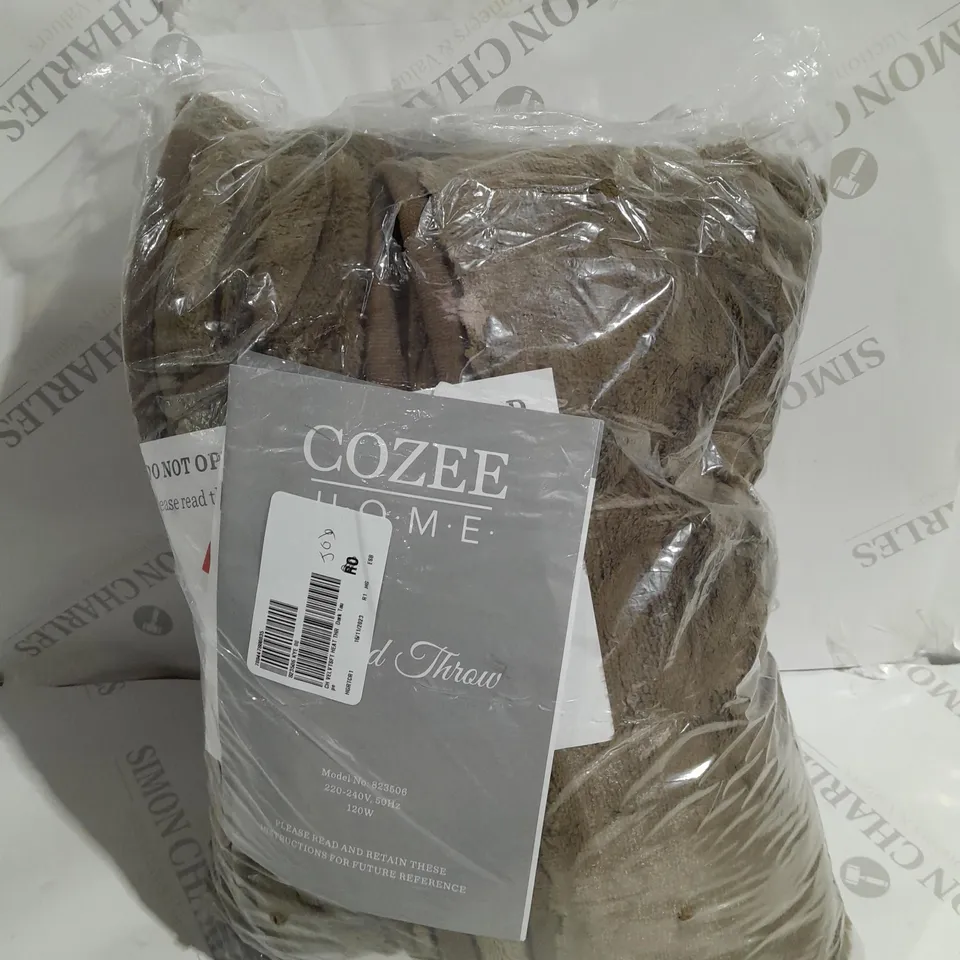 COZEE HOME VELVETSOFT HEATED BLANKET IN DARK TAUPE