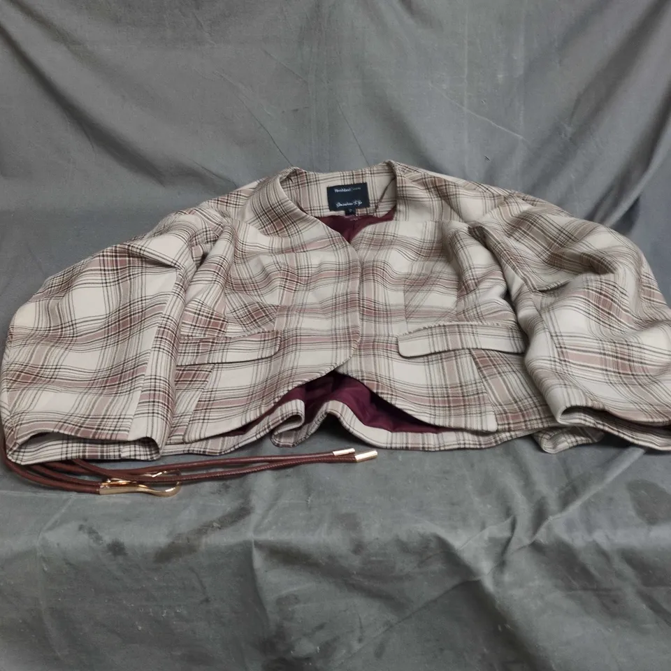 RIVER ISLAND STUDIOS SOMEWHERE TO GO PLAID JACKET – UK 10 (US 6)