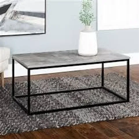 BRAND NEW BOXED WALKER EDISON MIXED MATERIAL COFFEE TABLE - IN DARK CONCRETE GREY (1 BOX)