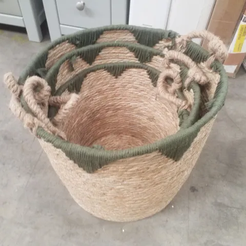SET OF 3 GALLERY DIRECT SEAGRASS/COTTON ROPE BOX