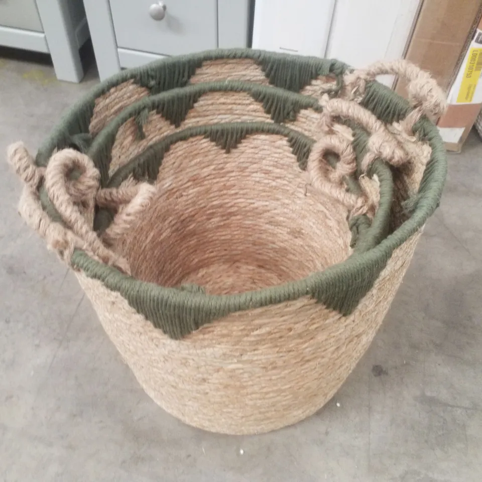SET OF 3 GALLERY DIRECT SEAGRASS/COTTON ROPE BOX 
