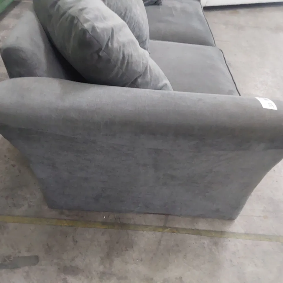 DESIGNER THREE SEATER SOFA WITH SCATTER CUSHIONS GREY FABRIC 