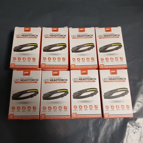 LOT OF 8 BOXED LUXE LIGHT LED HEADTORCHES