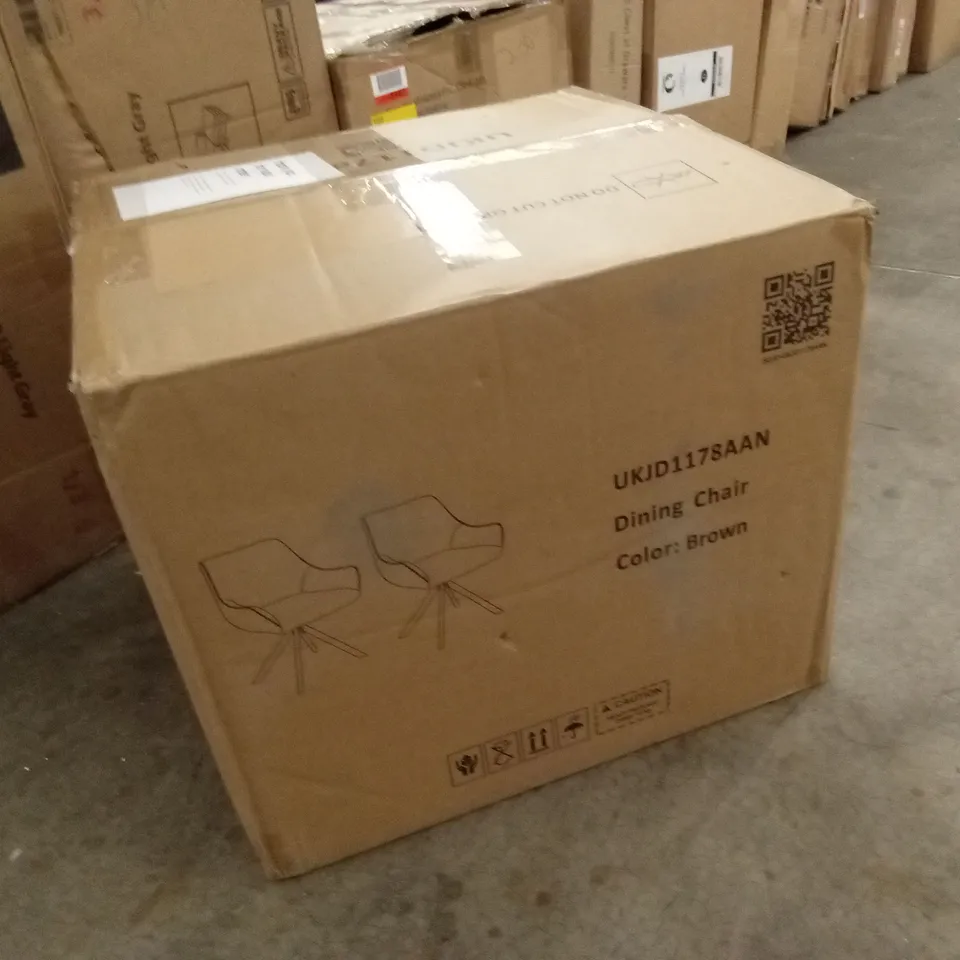 BOXED SET OF 2 DINING CHAIRS - BROWN FABRIC (1 BOX)