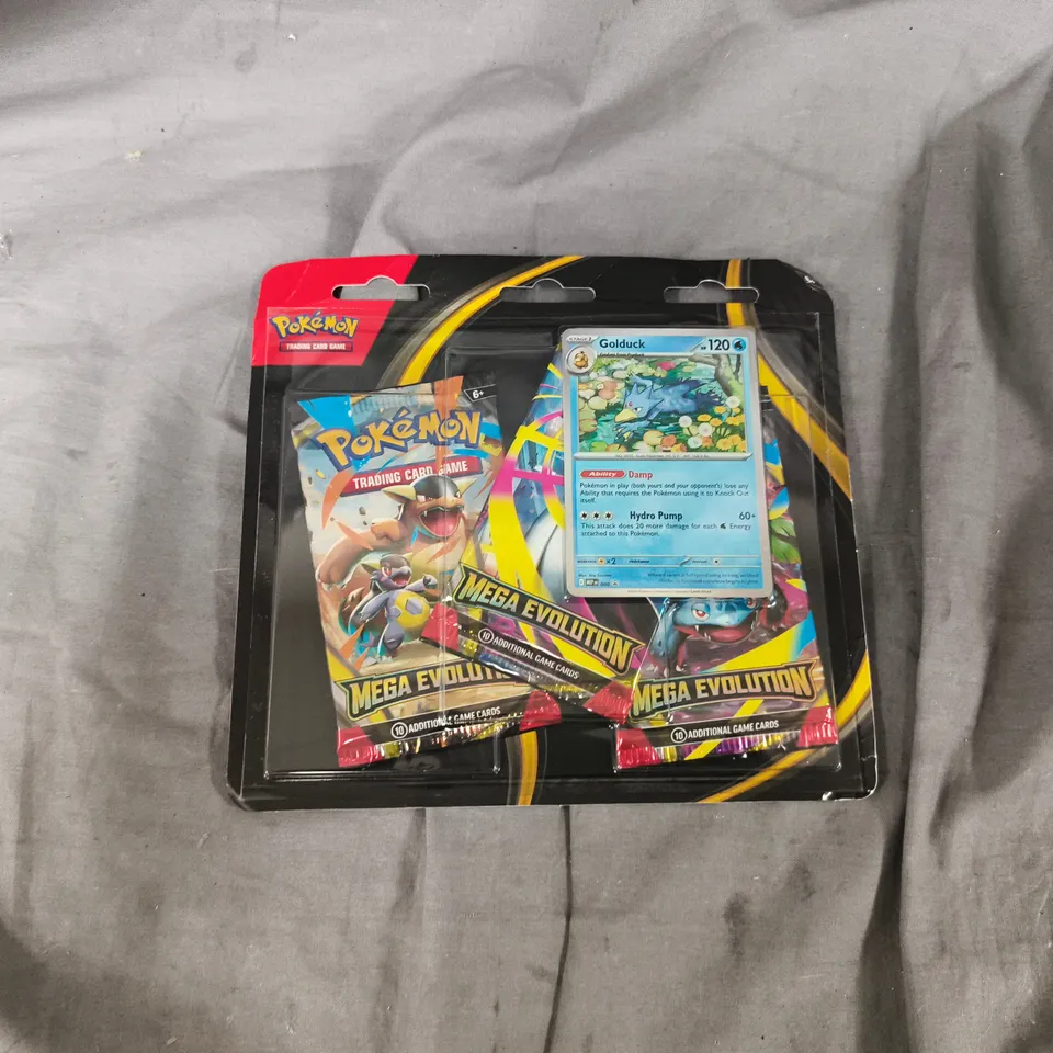 POKEMON MEGA EVOLUTION TRADING CARD GAME BOOSTER SET — PSYDUCK CARD, THREE BOOSTER PACKS, SEALED