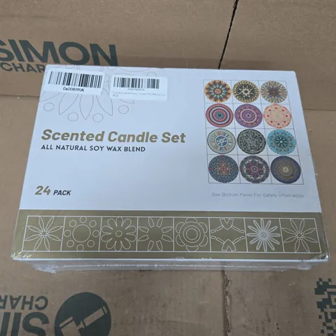 SCENTED CANDLE SET – 24 PACK, ALL NATURAL SOY WAX BLEND (BOXED)