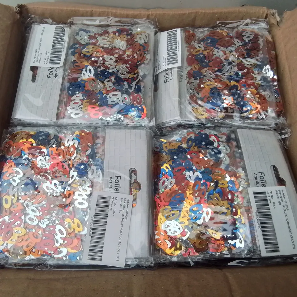 LOT OF 52 BOXES OF BRAND NEW METALLIC NO40 CONFETTI - 144 PIECES PER BOX / TOTAL 7488