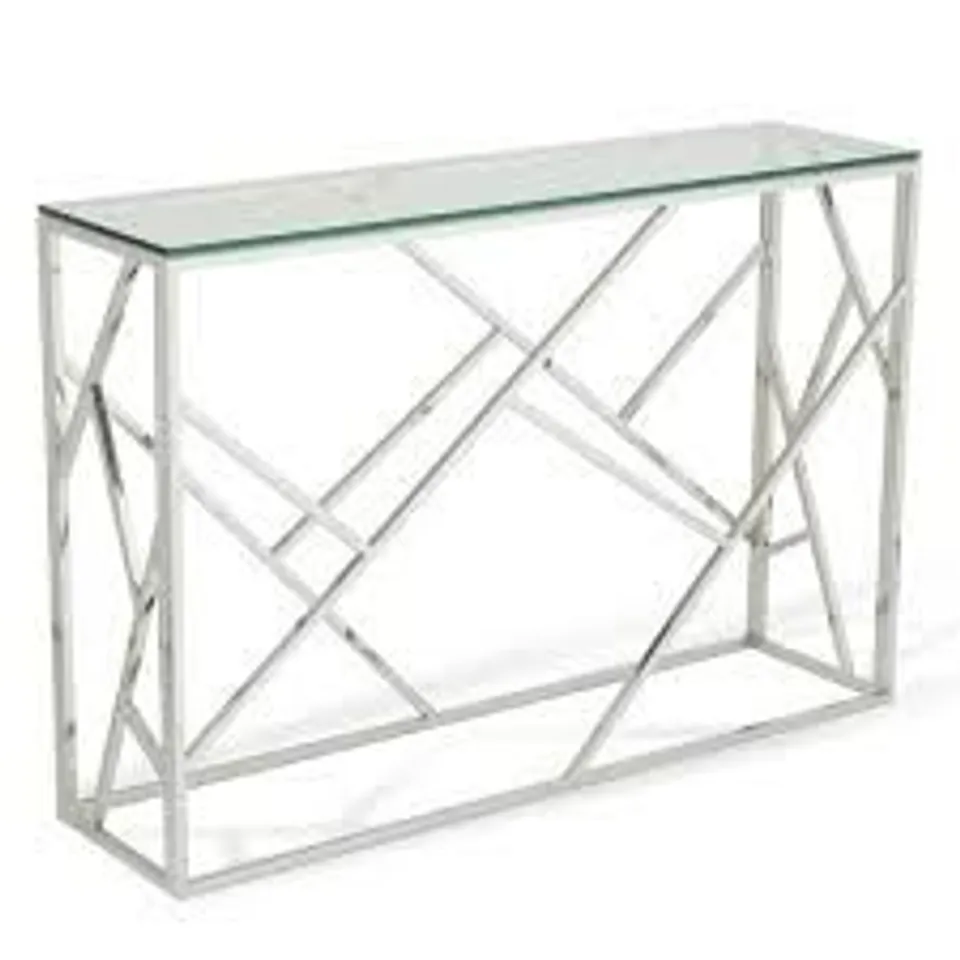 BRAND NEW BOXED BETTY CONSOLE TABLE - STAINLESS STEEL/SILVER (1 BOX)