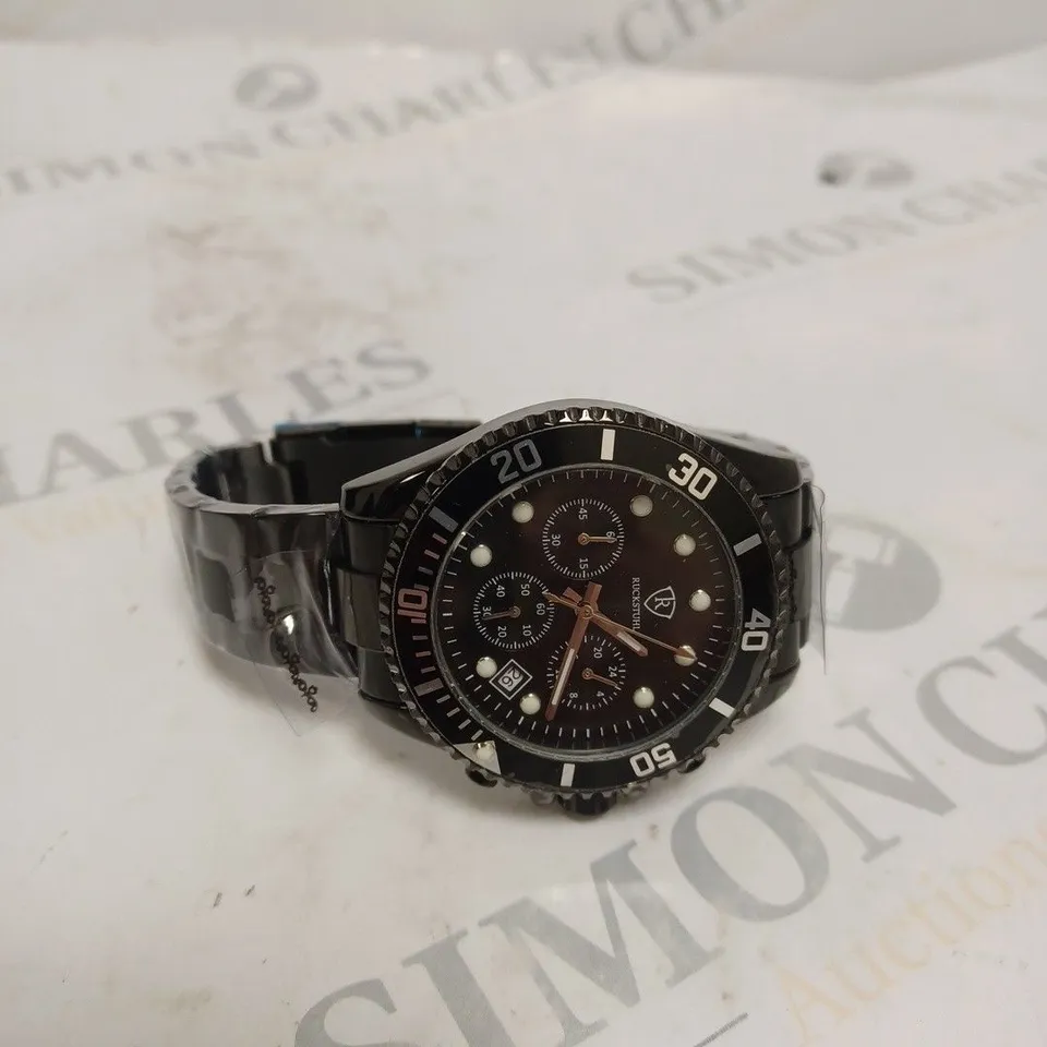 MENS RUCKSTUHL CHRONOGRAPH 8829 WATCH – BLACK DIAL - STAINLESS STEEL STRAP – 3ATM WATER RESISTANT – DATE FUNCTION