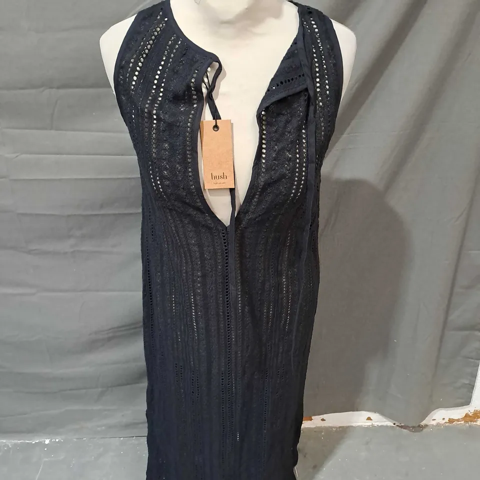 HUSH CALLISTA CROCHET MAXI DRESS IN BLACK - SIZE 6