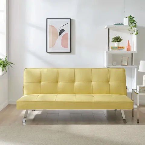 BOXED NATILIE UPHOLSTERED SOFA BED - YELLOW (1 BOX)