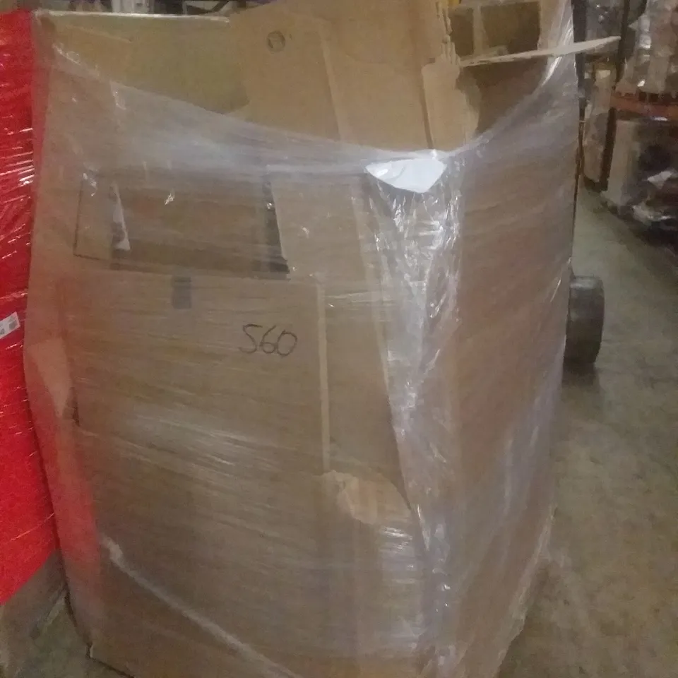 PALLET OF ASSORTED ITEMS INCLUDING BED RAIL, CHAIR MAT FOR CARPET, FOLDING UTILITY TABLE, POP UP TENT 