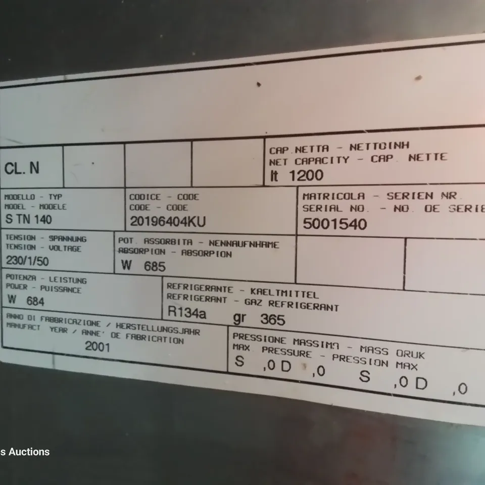 POLARIS COMMERCIAL DOUBLE DOOR TALL FRIDGE S TN 140