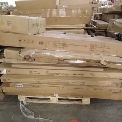 PALLET OF DESIGNER HOME FURNITURE PARTS AND PIECES; BEDROOM FURNITURE PARTS ETC