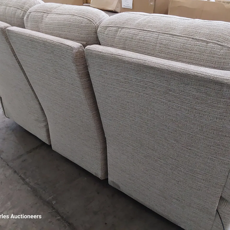 QUALITY BRITISH DESIGNER G PLAN KINGSBURY POWER RECLINING THREE SEATER SOFA VICTORIA JUTE FABRIC 