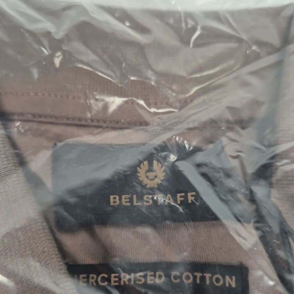 BELSTAFF DUSTY TAUPE MERCERISED COTTON POLO SHIRT – UK L