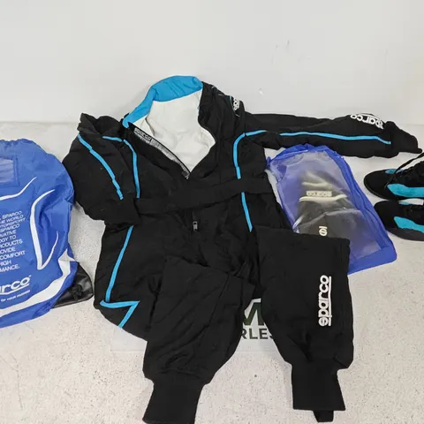 SPARCO KIDS SIZE 130 RACING SUIT WITH SHOES AND GLOVES