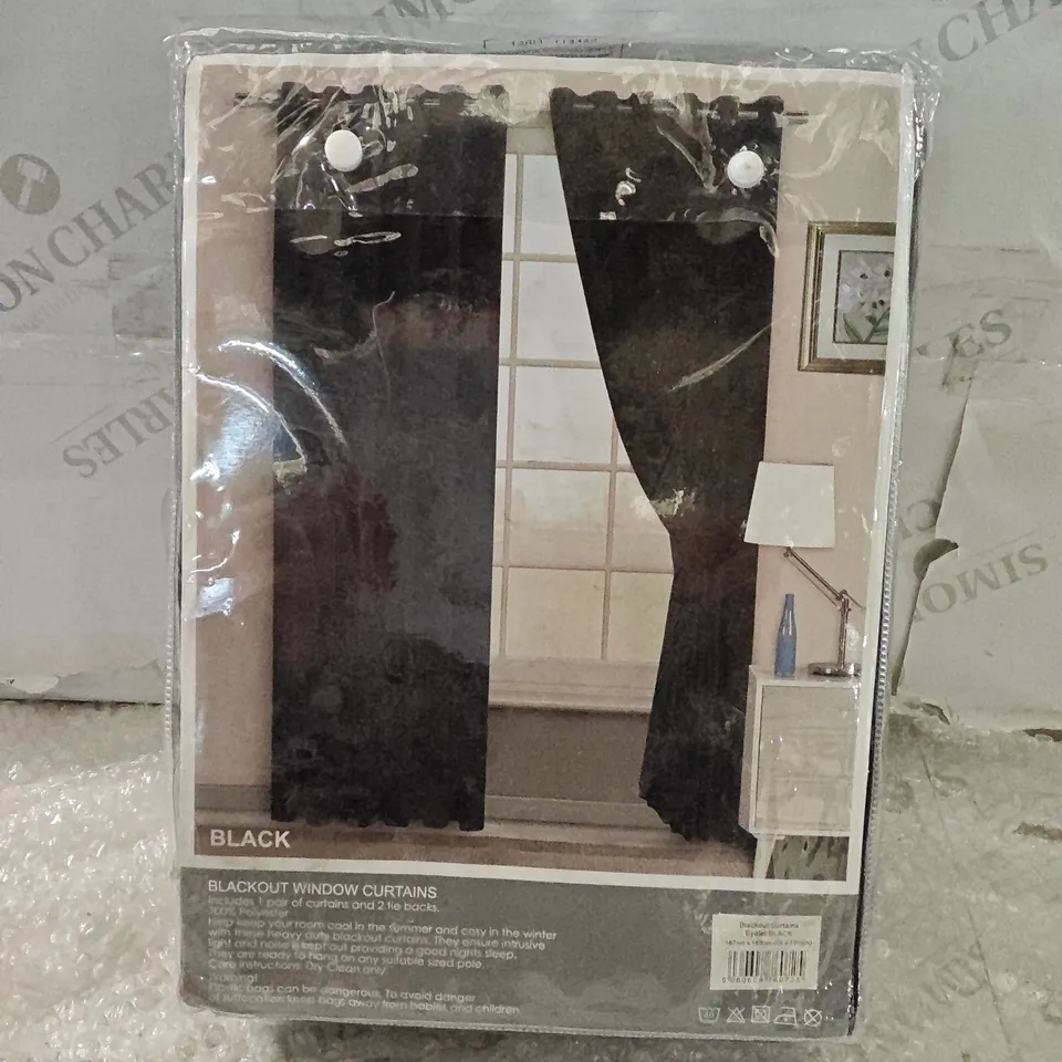 BLACKOUT CURTAINS EYELET BLACK – 167CM X 183CM (66IN X 72IN)