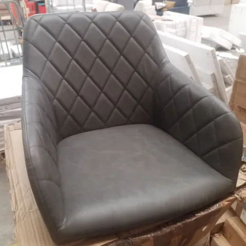 BOXED SET OF 2 DIAMOND BACK FAUX LEATHER DINING CHAIRS - GREY 