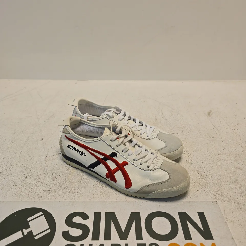 ONITSUKA TIGER SNEAKERS – WHITE/GREY WITH RED STRIPE, UK 6.5