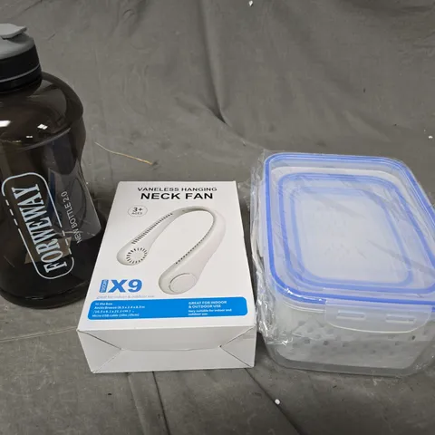 APPROXIMATELY 20 ASSORTED HOUSEHOLD PRODUCTS TO INCLUDE NECK, DRINKS BOTTLE, CONTAINERS ETC