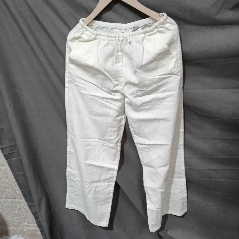 H&M KIDS' WHITE DRAWSTRING TROUSERS, UK 12-13Y (EU 158)