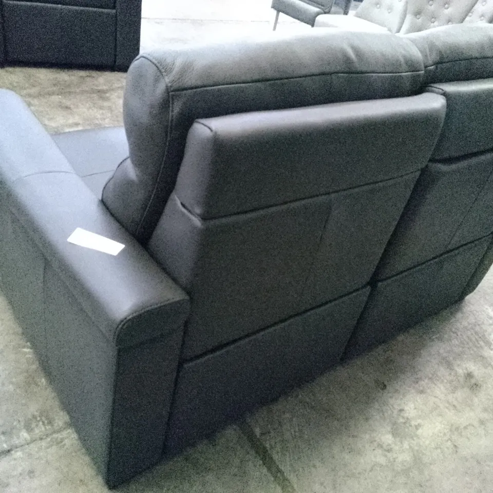 QUALITY ITALIAN DESIGNER GARDA ELECTRIC LOVESEATS - DARK GREY LEATHER