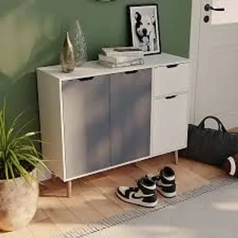 BOXED VIDA DESIGNS 3 DOOR 1 DRAWER SIDEBOARD - GREY & WHITE