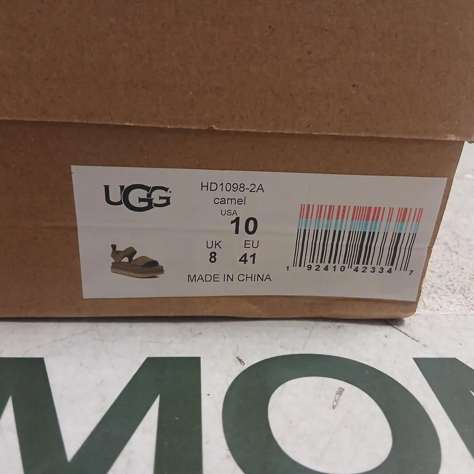 UGG SANDALS CAMEL, UK 8 (US 10, EU 41) – BOXED