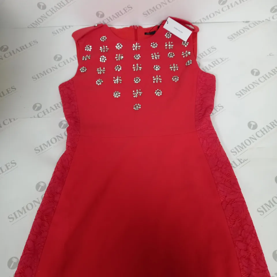 KAREN MILLEN CRYSTAL EMBELLISHED LACE MIX MINI DRESS SIZE 10