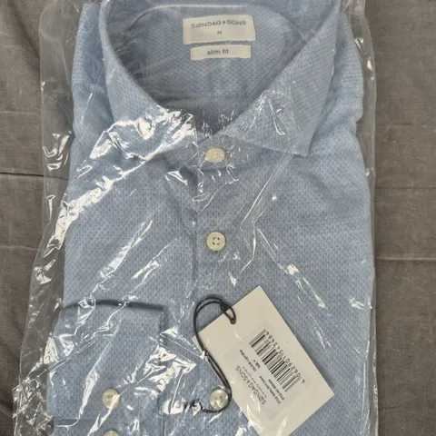 SONDAG & SONS DOBBY SHIRT IN LIGHT BLUE SIZE MEDIUM