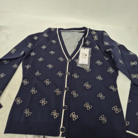 GUESS NAVY CARDIGAN WITH ECOVERO FABRIC – WOMEN'S KNITWEAR, SIZE M