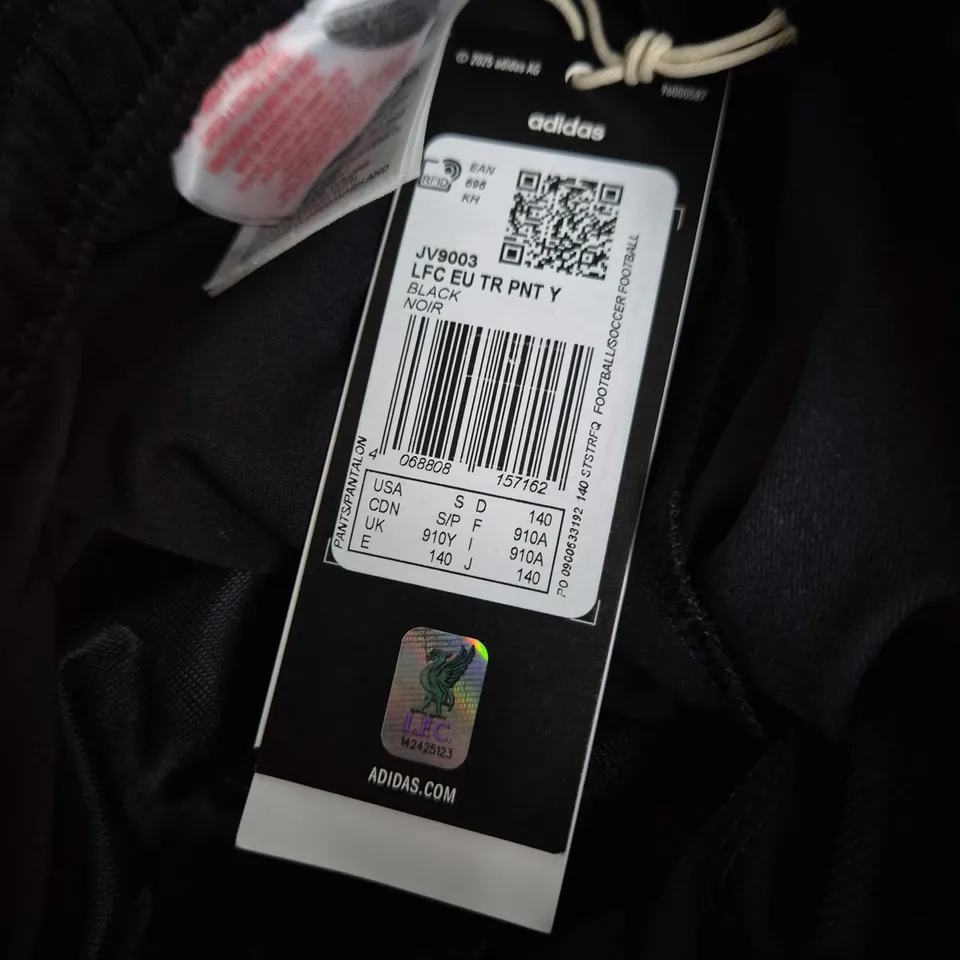 ADIDAS X LIVERPOOL FC YOUTH TRACK PANTS – BLACK, UK 9-10 (EU 140)