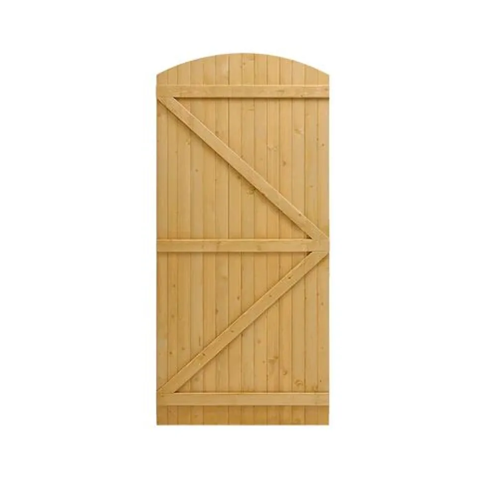 BOXED LIVINGANDHOME SEMI BRACED ARCH TOP STRONG WOODEN GARDEN GATE