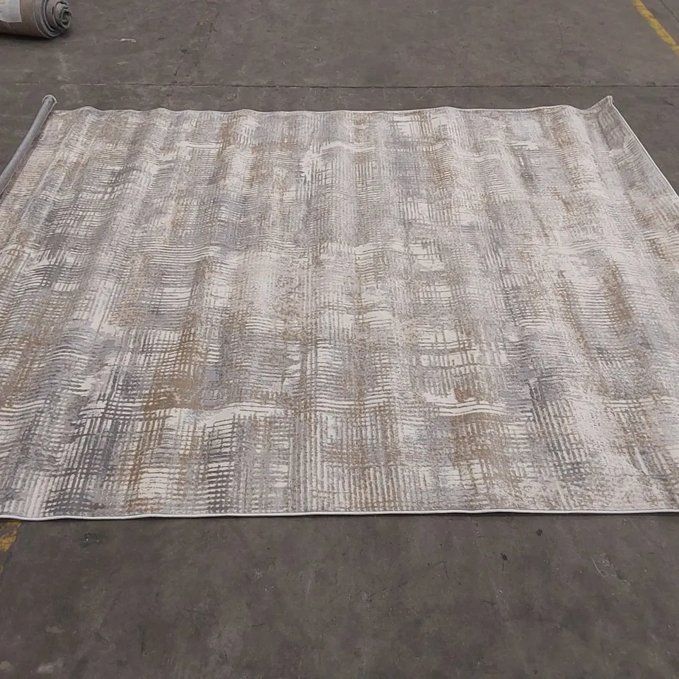 RUSH ABSTRACT MACHINE WOVEN GREY/BEIGE RUG // SIZE: 240 X 305cm